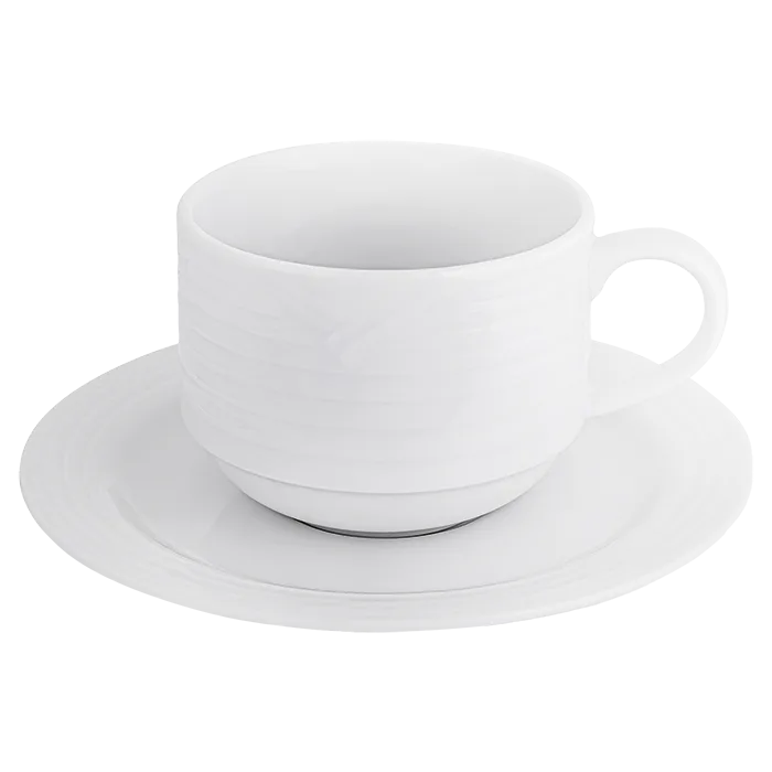 Arctic White Stackable Cup and Saucer 220ml - Image 2