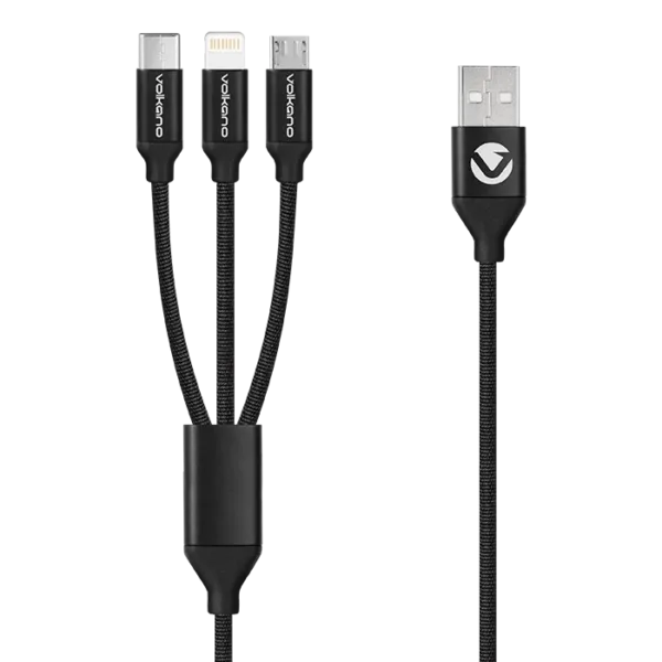 Volkano Weave Series 3-in-1 Charge Cable 1m